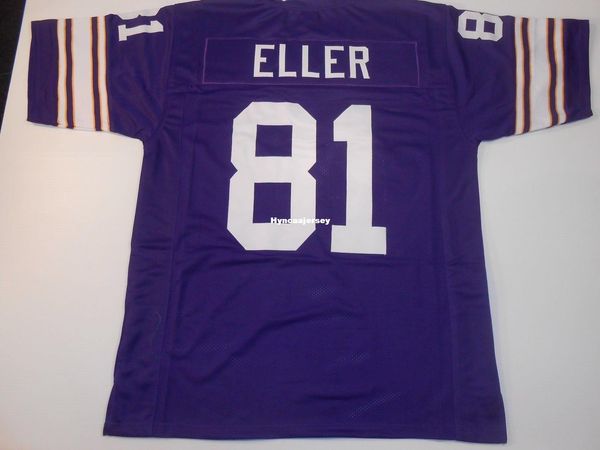 

retro custom sewn stitched #81 carl eller purple mitchell & ness jersey high-end men's football jerseys college ncaa, Black;red