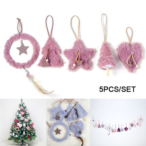 

5 pcs plush cute santa hanging decoration pendants ornaments for christmas tree home party decor wedding decoration vj-drop