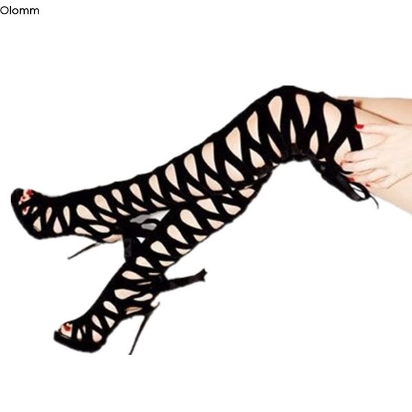 

olomm new fashion women gladiator sandals thin high heel sandals peep toe elegant black party shoes women us plus size 5-15