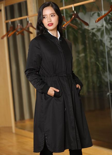 

women's down & parkas jacket women 2021 autumn winter long puls size slim loose solid female coats fashion, Black