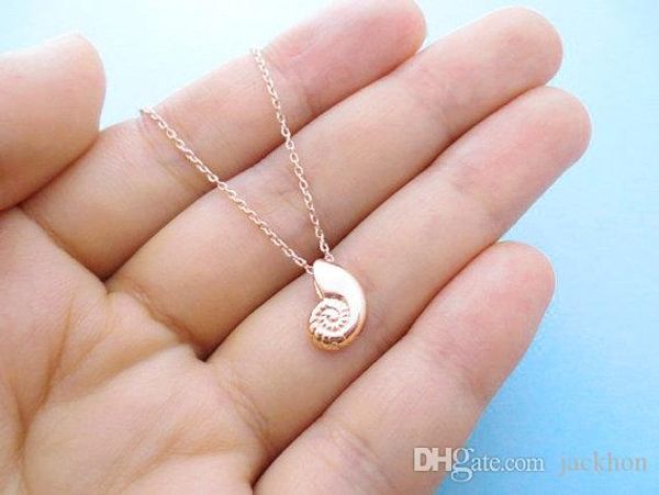 

10шт симпатичные 3d seashell ожерелье раковины sea beach shell ожерелье ariel голос океана ожерелье спиральный моря snail ожерелья, Silver