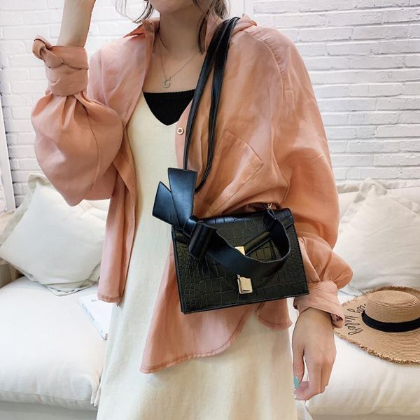 

shoulder-bag women bowknot pu leather handbag lady stone pattern hasp shoulder bags crossbody bag for women girl purse bolsos