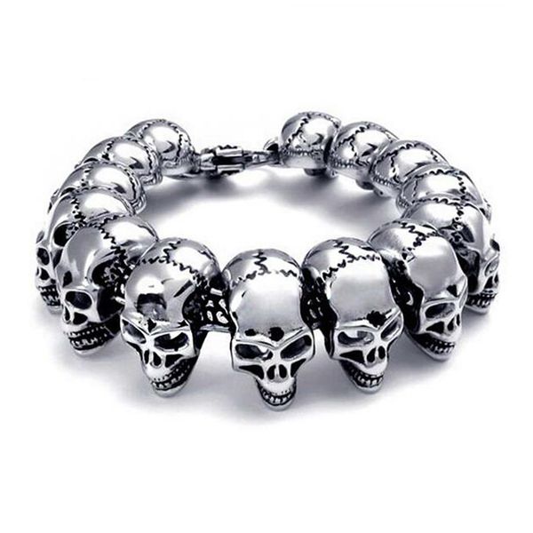 

return to the ancients skull titanium steel bracelet individuality domineering man tide fashion rock accessories, Black
