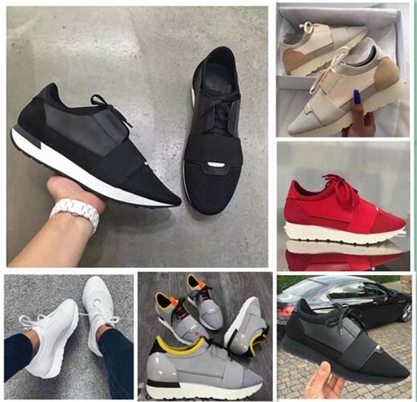 

2019 classic designer race runner sneakers fashion men women casual shoes luxury genuine leather mesh pointed toe shoes outdoors trainers, Black