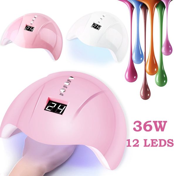 

36w nail dryer uv lamp led lamp for nails auto sensing 12 leds dryer for curing gel polish nail manicure tools