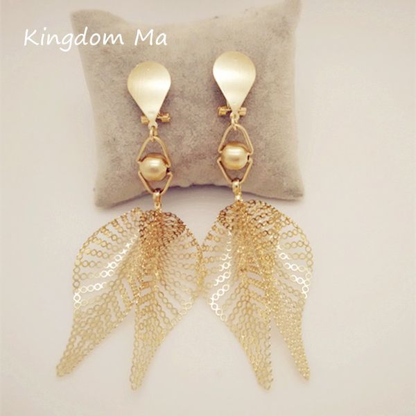 

kingdom ma long dangle earrings jewelry trendy gold color simple hollow star leaf earrings wedding for women gift, Silver