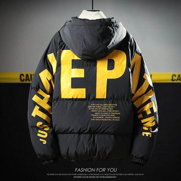 

winter padded cotton men's youth bread service korean version of the trend of cotton jacket down jacket coat students loose cott, Black