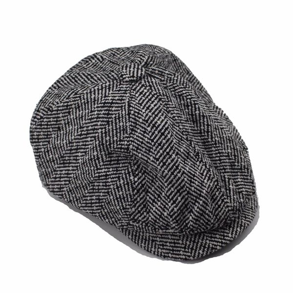 

men's classic herringbone tweed wool blend newsboy ivy hat men and women hats gorras planas octagonal cap, Blue;gray