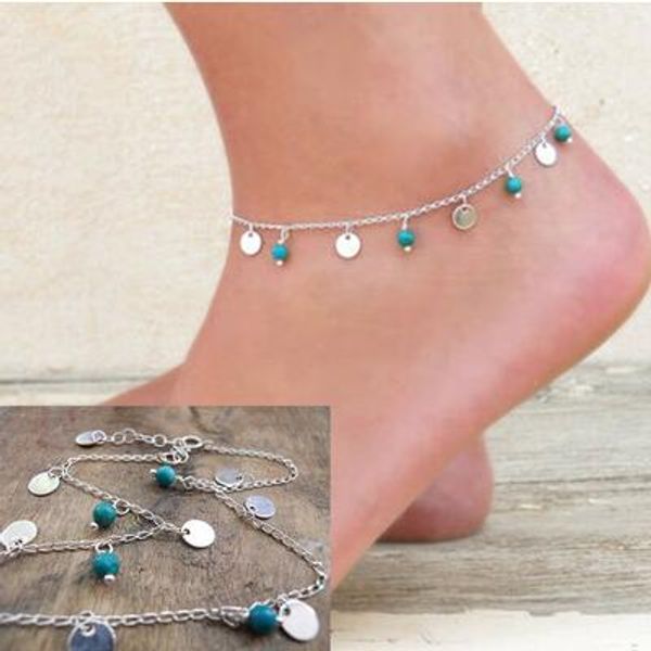 

золото серебряная цепь бирюзовый ножной браслет многослойные синий бирюзовый богемия ножной браслет для женщин дамы девушки сексуальные ножн, Red;blue