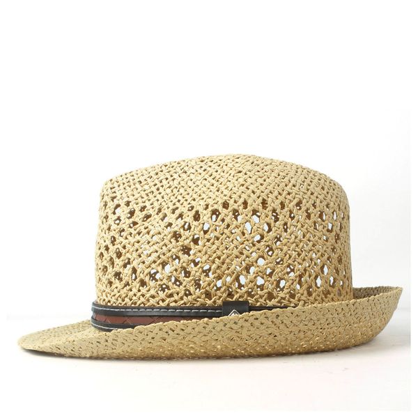 

summer women raffia straw beach sun hat elegant lady fedora travel panama sunbonnet sunhat size 56-58cm, Blue;gray