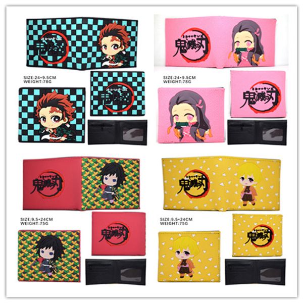 

kimetsu no yaiba 4style fashion anime pu wallet money bag zipper wallets coin casual purses card gifts new, Red;black