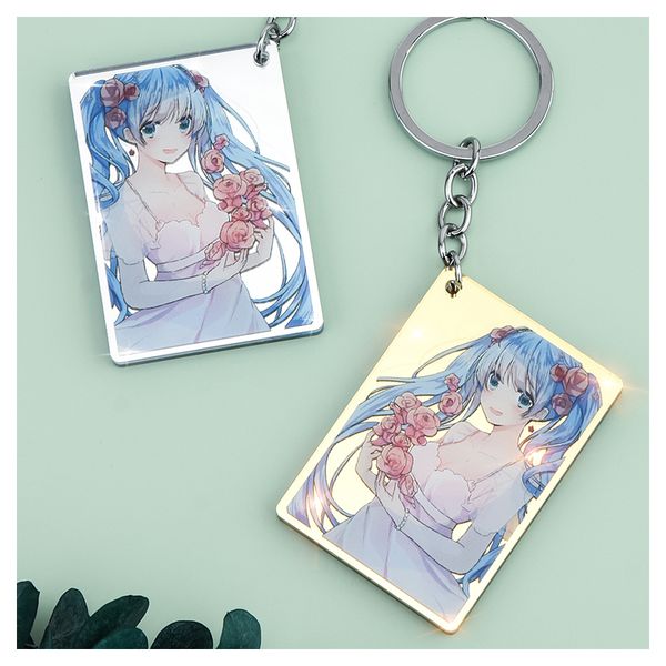 

vograce custom mirror surface keychains transparent acrylic charm, Silver