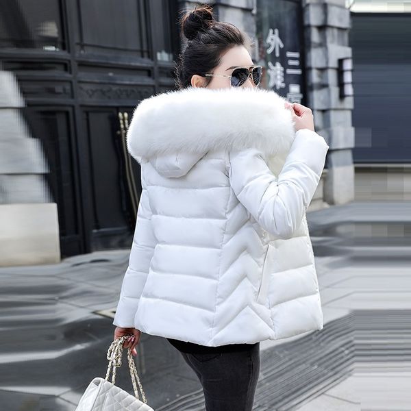 

big fur 2019 new parkas female women winter coat thick cotton winter jacket womens outwear parkas for women down jacket, Black