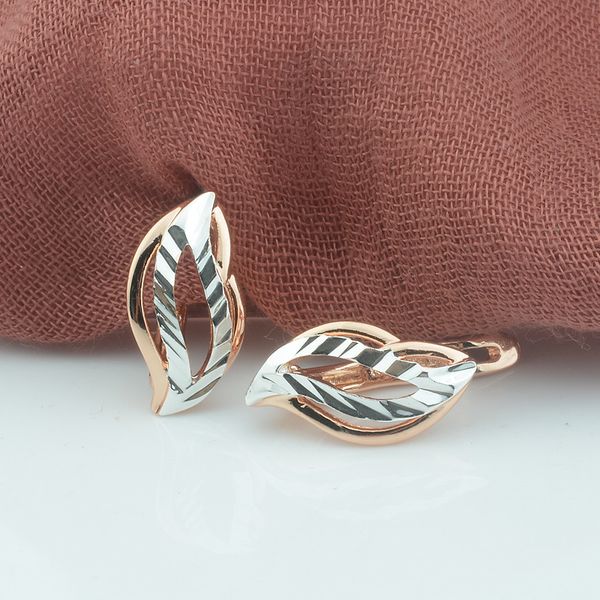 

fj geometric leaf earring 585 white rose gold color for women earrings, Silver