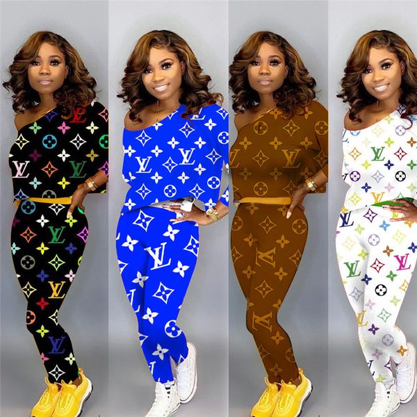 

Luxury de igner women track uit off houlder t hirt weat hirt pant legging 2 piece et long leeve t hirt outfit uit clothing 2xl