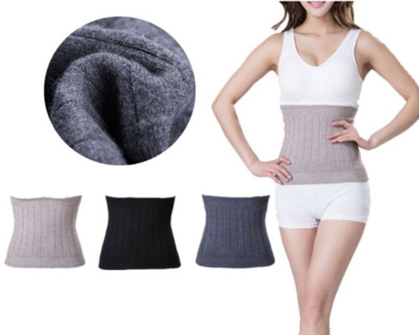 

winter waist warmmer wool fiber cotton knitted waist protector breathable back warm support body shape slimming belt, Black;brown