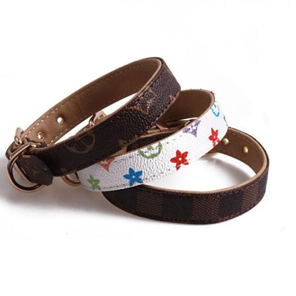 

new fashion dog collar outdoor color printing adjustable cute pu leather collars pet collar accessories 2020, Silver