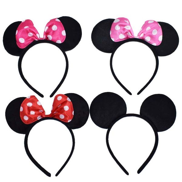 

1pcs girls mouse ears black hair hoop vintage women party hairband casual headwear bezel narrow side headband hair accessories, Slivery;white