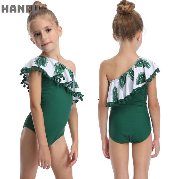 

one piece children swimwear girls beachwear bathing kids baby off shoulder leaf bikini swimwear swimsuit bathing suit beachwear