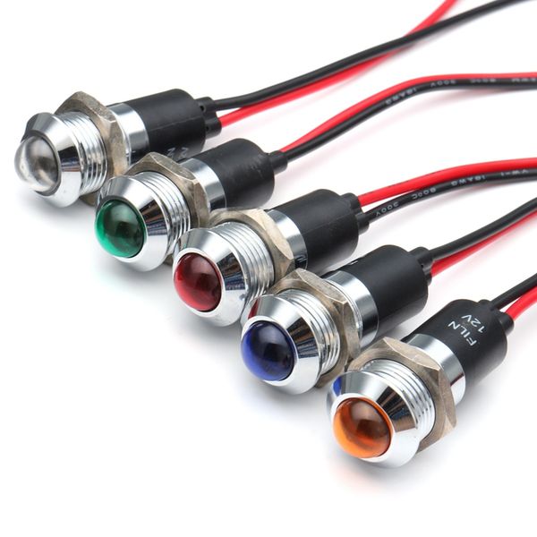 

1pcs metal 14mm led panel pilot dash light indicator warning lamp car van truck boat green white blue red yellow