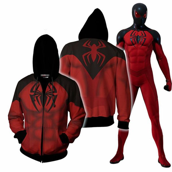 

3d printed the iron man costume hoodies men spider verse hooded cosplay sweatshirts casual 5xl, Black