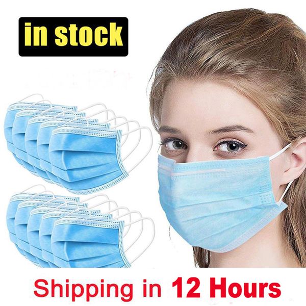 

in stock disposable face mask 3 layer ear-loop dust mouth masks cover 3-ply non-woven disposable dust mask soft breathable ing