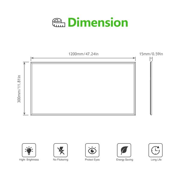 

30*120 large pannel light cold white 220v 12w led lighting for office school, l and home decoration