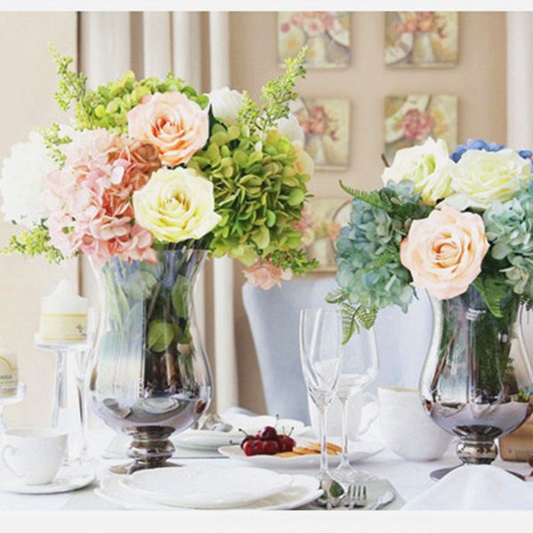 Acheter Artificielle Faux Bouquet De Fleurs Grande Fleur Hortensia Maison Table De Chambre Table Basse Meuble Tv Cabinet Salon Bouquet Décoration