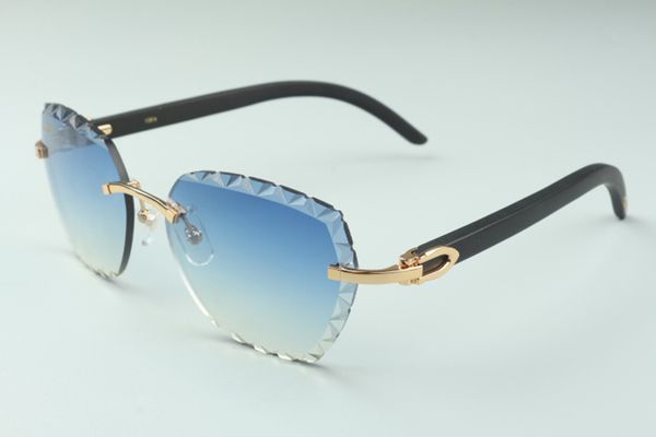 

direct sales fashion high-end engraving lens sunglasses 3524019 black natural wooden sticks glasses size: 58-18-135mm, White;black