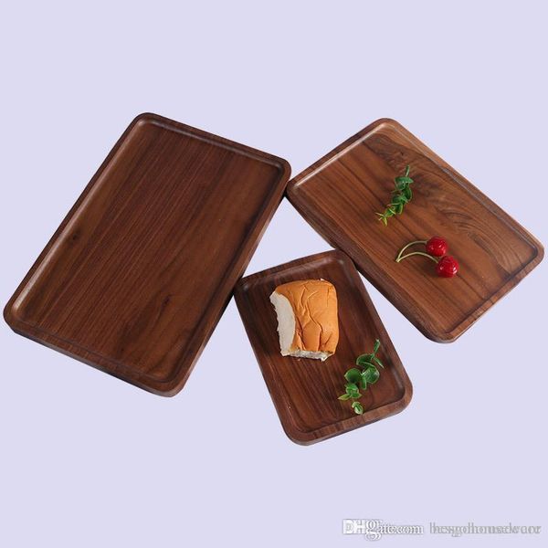 

kitchen wood fruit vegetable plates rectangle black walnut delicate bread cake dishes multi size tea food pizza snack trays bh1606 tqq