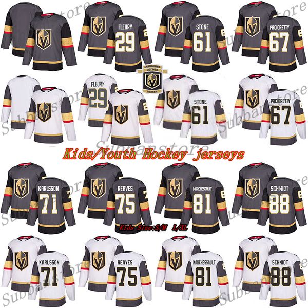 

kids(youth) jerseys vegas golden knights jersey 29 marc andre fleury 61 mark ston 75 ryan reaves 71 william karlsson hockey jerseys, Black;red