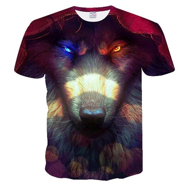 

dressing2020 t shirt men funny tshirt wolf t shirt men 3d tee pullover t-shirt streatwear anime short sleeve drop ship, White;black