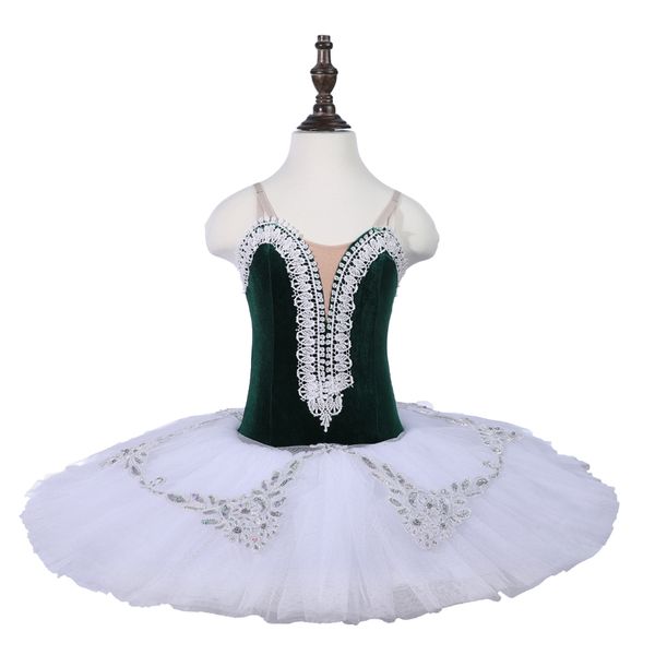 

green professional ballet tutu,ballerina pancake tutu dress, kids practice ballet stage costumes for child, Black;red