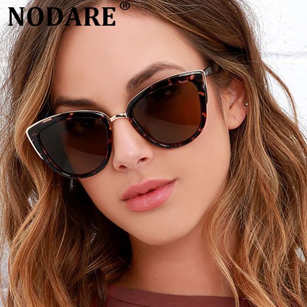 

nodare 2020 cat eye sunglasses women vintage gradient eyewear for female mirror retro fashion feminino uv400, White;black
