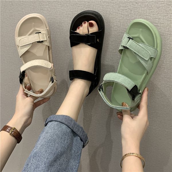 

black platform sandals suit female beige summer heels beach shoes all-match 2020 women's wedge espadrilles heeled ladies