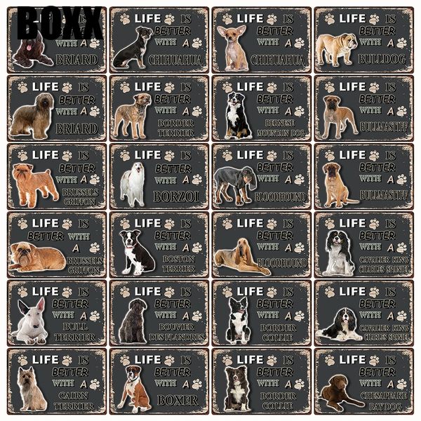 

dog better life of border collie briard metal sign tin poster home decor bar wall art painting 20*30 cm size