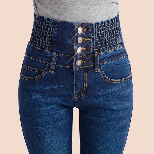 

New Jeans Womens High Waist Elastic Skinny Denim Long Pencil Pants Plus Size 40 Woman Jeans Camisa Feminina Lady Fat