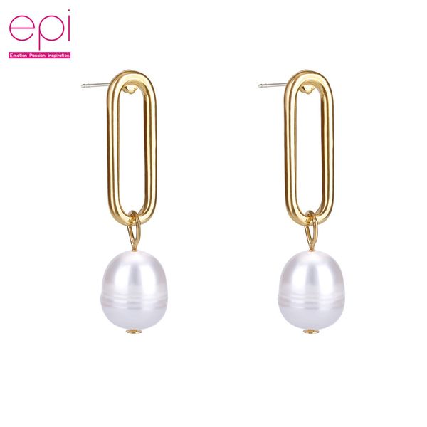 

epi 2019 new arrivals natural pearl dangler earrings simple design geometric women modern party luxury ear jewelry, Silver