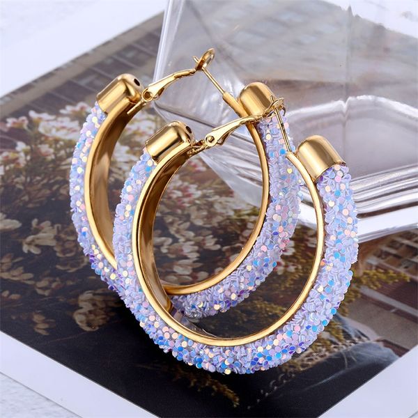 

vintage korean big earrings for women female fashion gold sequin drop dangle earring geometric hoop earings jewelry 2020, Silver