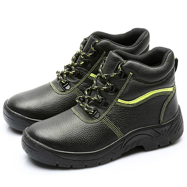 

england style mens casual steel toe caps work safety shoes tooling security ankle boots platform soft leather boot seguridad man, Black