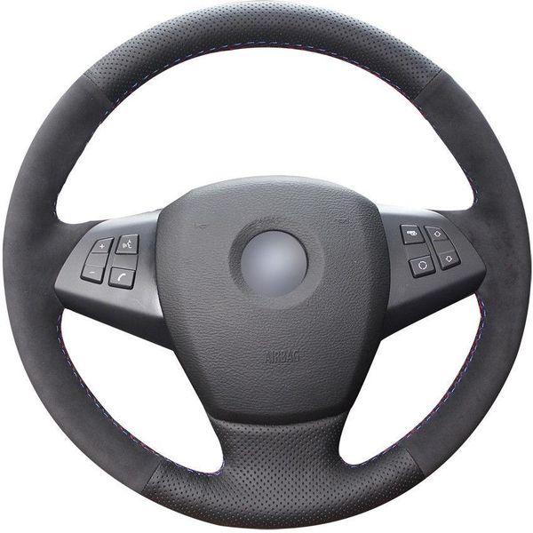 

for bmw e70 x5 2007 leather steering wheel cover hand-stitch on wrap cover