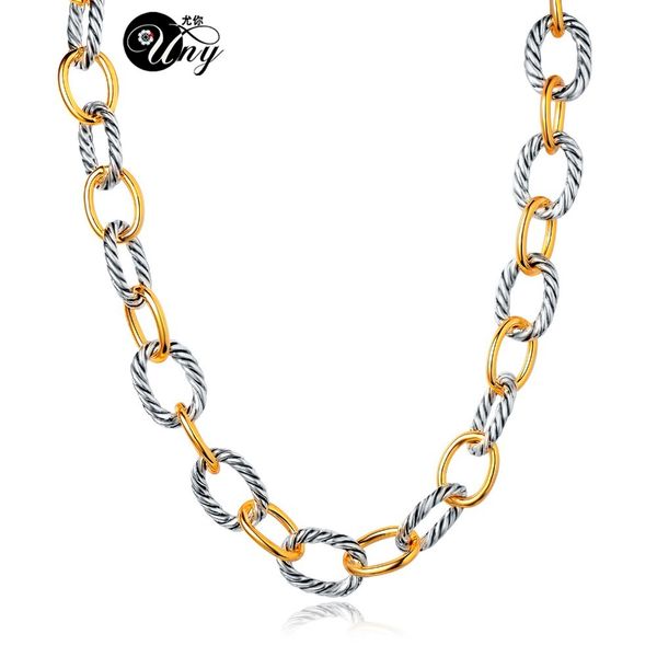 

uny necklace style trendy elegant vintage retro unique david fashion style 2 tone twist wire link women short necklace ship, Silver