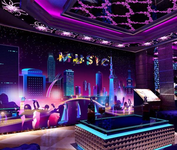 

fashion urban muisc bar ktv background wall modern wallpaper for living room
