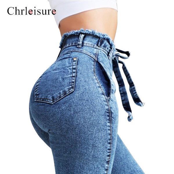 

women elastic waist jeans autumn jeans pencil pants leggings stretch pants, Blue