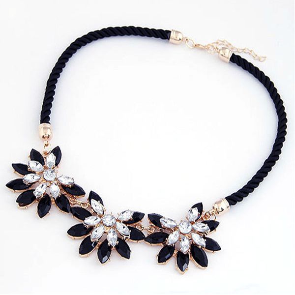 

new popular 20 colors multicolor big pendant clavicle chain necklace women's delicate banquet jewelry, Silver