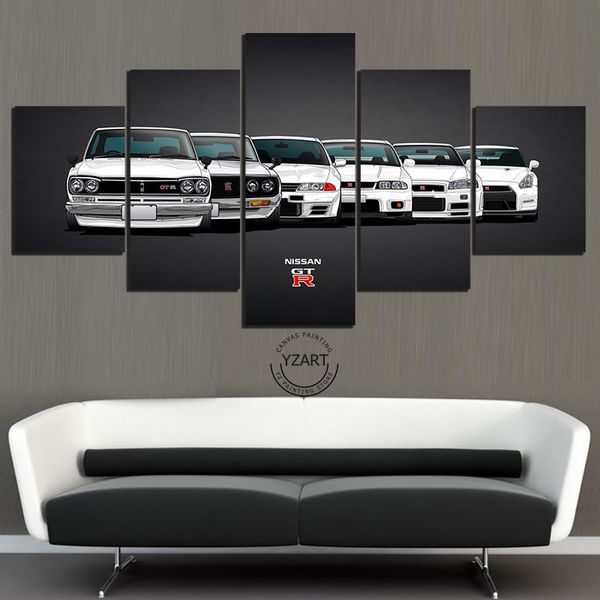 

5 piece canvas painting nissan skyline gtr car poster painting wall art home decor