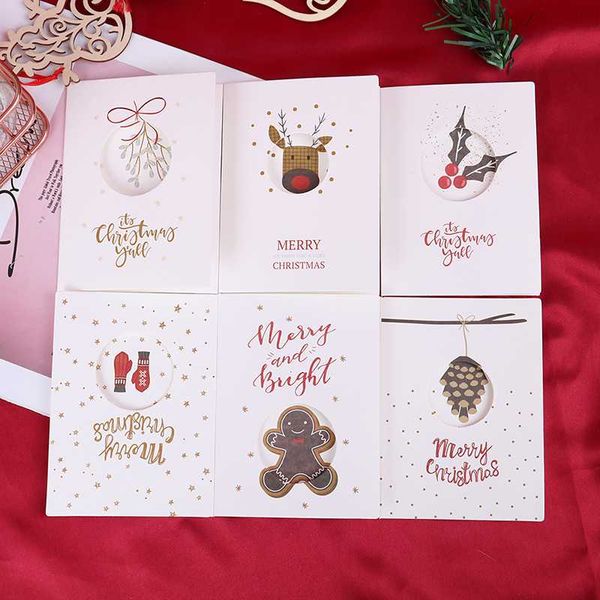 

1pcs hollow design 3-folding card gift cards merry christmas postcard greeting card 6 types