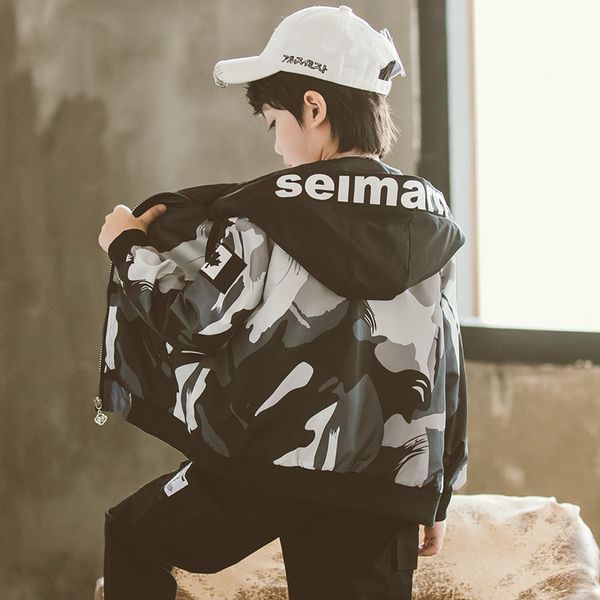 

boy's coat children's clothing fashion chinese style camouflage trench coat, Blue;gray