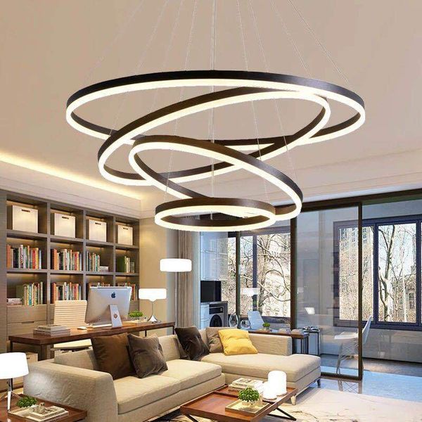 Pendelleuchten 40CM-100CM Ringe Fashional Moderne LED-Kronleuchter für Wohnzimmer Esszimmer DIY Hängende Beleuchtung Kreis Innenlicht