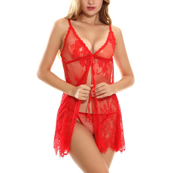 

red slips women lace transparent underwear sleepwear plus size lace backless intimates floral slip dress femme slips, Black;red